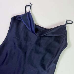 Urban Outfitters Mallory Cowl Neck Mini Slip Dress Women's M Navy Satin Party